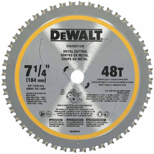 Circular Saw Blade, 7-1/4", 48 Teeth, Metal Use R.M.G. Prévention