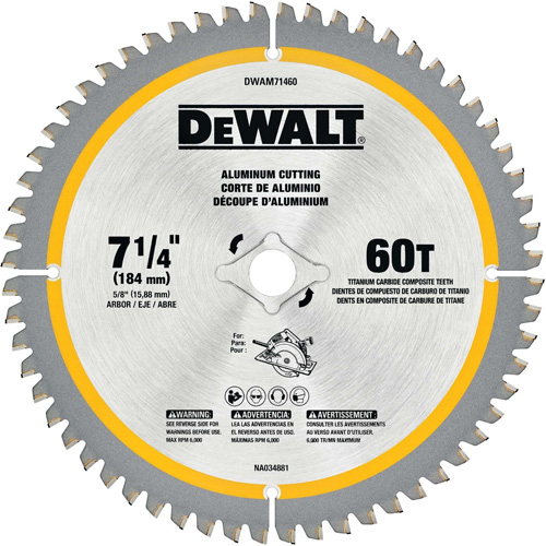 Tungsten Carbide-Tipped Steel Circular Saw Blade, 7-1/4", 60 Teeth, Non-Ferrous Use R.M.G. Prévention