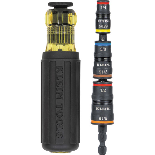 Jeu de douilles &agrave; chocs r&eacute;versibles 7 en 1 avec poign&eacute;e, Prise 1/2"/5/16"/1/4"/7/16"/9/16"/3/8', 7 mr R.M.G. Prévention