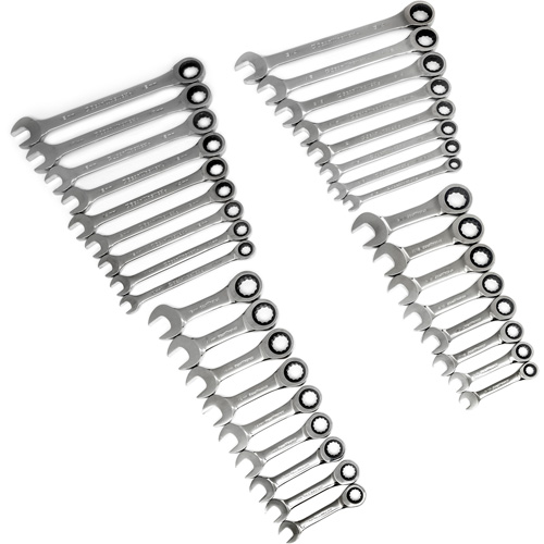 72-Tooth 12 Point Standard & Stubby Wrench Set, Ratcheting Combination, 34 Pieces, Imperial and Metric R.M.G. Prévention