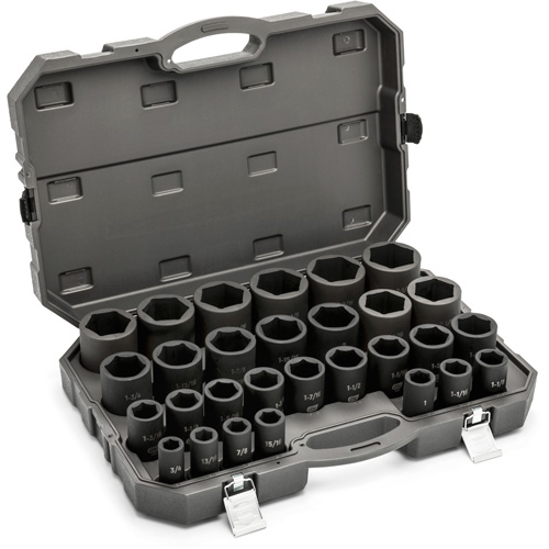 6 Point SAE Socket Set, 29 Pcs, Impact, 3/4" Drive Size, Deep R.M.G. Prévention