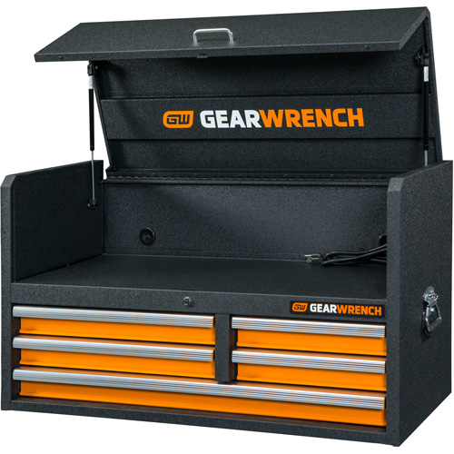 Tool Chest, 40-3/5" W, 5 Drawers, Black/Orange R.M.G. Prévention