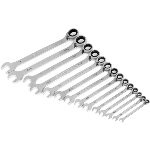 Jeu de cl&eacute;s &agrave; cliquets r&eacute;versibles SAE &agrave; 12 pans et 90 dents, Combinaison &agrave; cliquet, 14 morceaux, Imp&eacute;rial R.M.G. Prévention