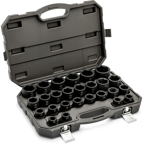6 Point Metric Socket Set, 26 Pcs, Impact, 3/4" Drive Size R.M.G. Prévention