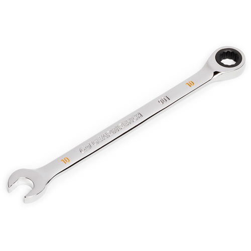 90-Tooth Ratcheting Combination Wrench, 12 Point, 10 mm, Chrome Finish R.M.G. Prévention