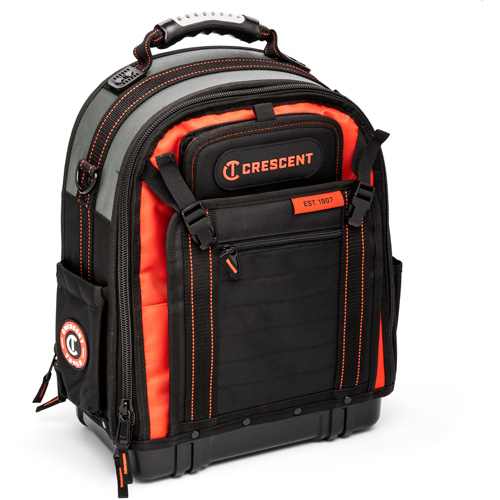 Tradesman Backpack, 18" L x 10" W, Black/Grey/Orange, Polyester R.M.G. Prévention