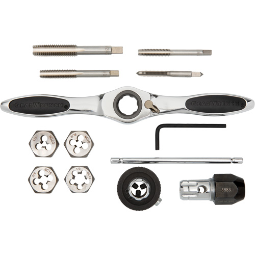 Jeu de tarauds et fili&egrave;res SAE &agrave; cliquet, 13 Morcea R.M.G. Prévention