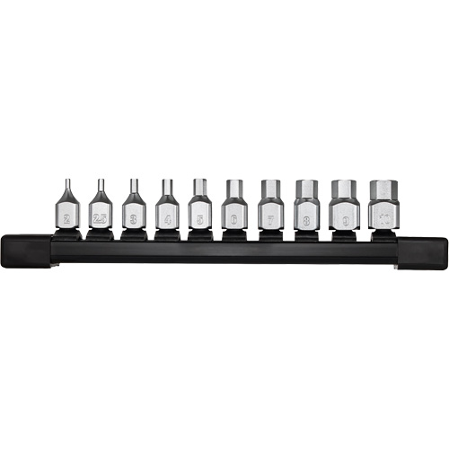 Low-Profile Metric Bit Socket Set, Hex, 1/4" Drive, 10 Pcs R.M.G. Prévention