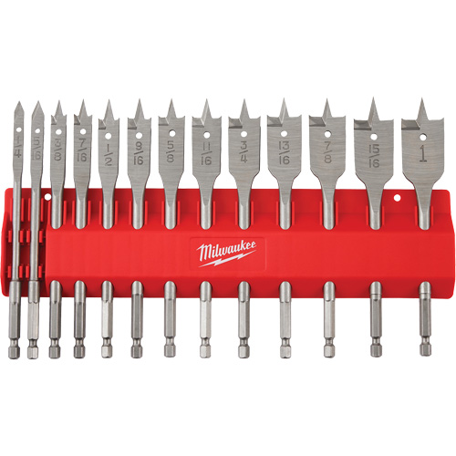 Flat Boring Bit Set, 13 Pieces, High Carbon Steel R.M.G. Prévention