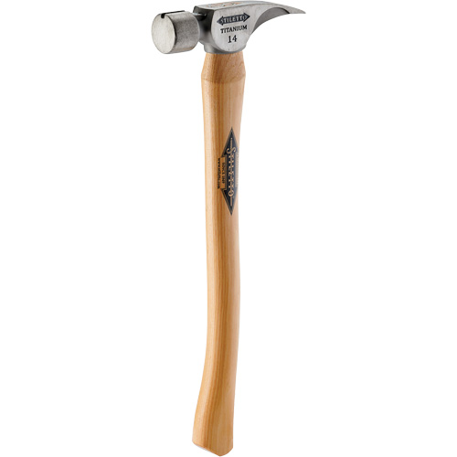 Marteau &agrave; face lisse en titane avec manche incurv&eacute; en noyer, 14 oz, Prise en Bois, 18" lo R.M.G. Prévention