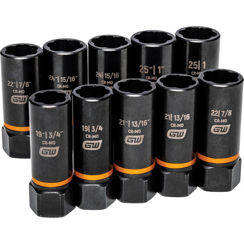 Bolt Biter Extraction Socket Set, 10 Pcs, Impact, 1/2" Drive Size, Deep R.M.G. Prévention