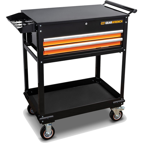 Utility Cart, 2 Drawers, 32-1/2" W x 42" H, Black/Orange R.M.G. Prévention