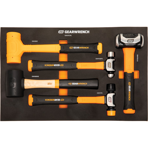 Mixed Hammer Set in Foam Storage Tray, 5 Pieces R.M.G. Prévention