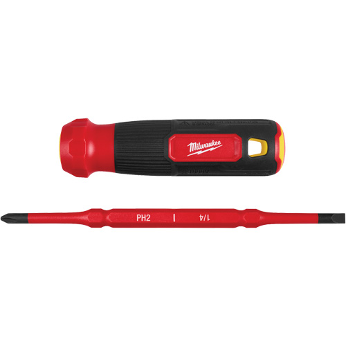 2-in-1 1000V Insulated Flip Shank Multi-Bit Screwdriver, 8-4/5" L, Cushion Grip Handle R.M.G. Prévention