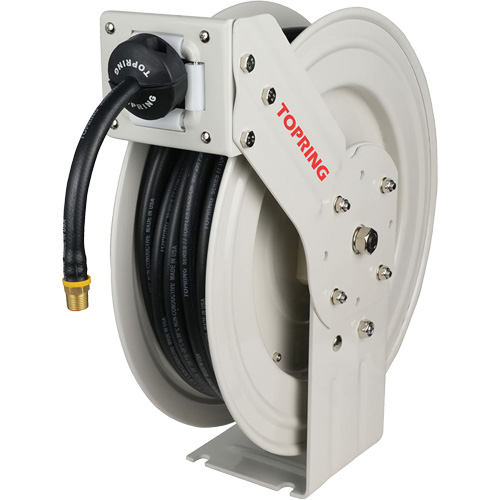 D&eacute;vidoir de tuyau &agrave; rappel automatique &agrave; bras simple de type L MAXREEL avec tuyau en caoutchouc, Air, 3/8" x 50', Tuyau simple, 250 PSI R.M.G. Prévention