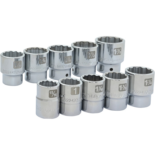 12-Point SAE Socket Set, 10 Pcs, 3/4" Drive Size R.M.G. Prévention
