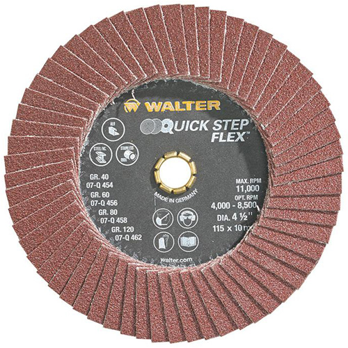 Disque &agrave; lamelles QUICK-STEP FLEX, 4-1/2" x Type 29, Grain 80, Oxyde d'aluminium R.M.G. Prévention