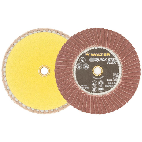 Disque &agrave; lamelles QUICK-STEP FLEX, 4-1/2" x Type 29, Grain 120, Oxyde d'aluminium R.M.G. Prévention