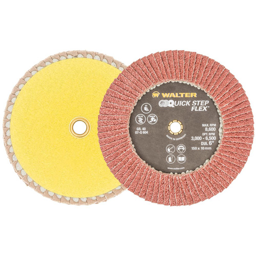 Disque &agrave; lamelles QUICK-STEP FLEX, 6" x Type 29, Grain 40, Oxyde d'aluminium R.M.G. Prévention