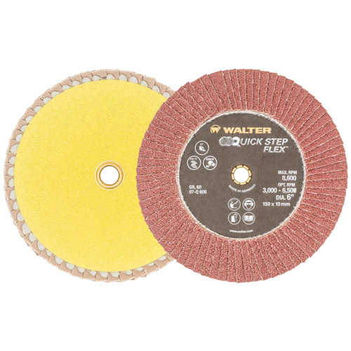 QUICK-STEP FLEX Flap Disc, 6" x Type 29, 60 Grit, Aluminum Oxide R.M.G. Prévention