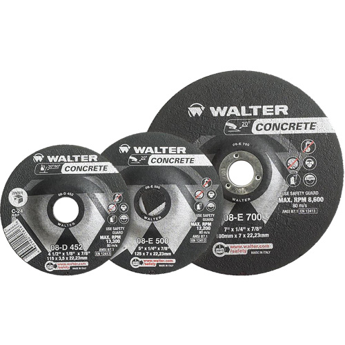 Depressed Centre Grinding Wheels - Concrete Type 27, 4-1/2" x 1/8", 7/8" Arbor, Type 27 R.M.G. Prévention
