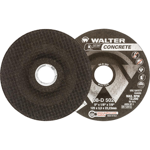 Depressed Centre Grinding Wheels - Concrete Type 27, 5" x 1/8", 7/8" Arbor, Type 27 R.M.G. Prévention