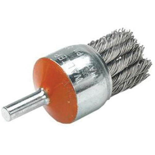 Brosse mont&eacute;e &agrave; fils nou&eacute;s, 1-1/8" dia., dia. Des fils 0,02", Tige 1/4" R.M.G. Prévention