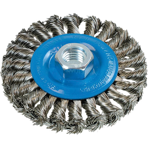 Wide Knotted Wire Wheel Brush, 5/8"-11 Arbor, Steel R.M.G. Prévention