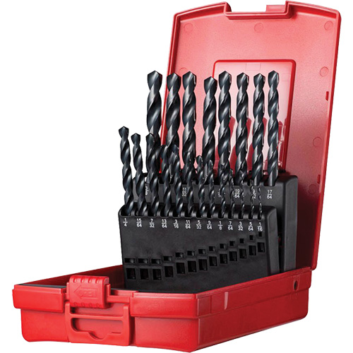 Jobber Length Drill Bit Set, 19 Pieces, High Speed Steel R.M.G. Prévention