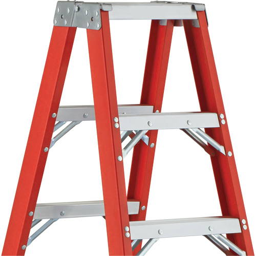 6600 AA Series Industrial Extra Heavy-Duty 2-Way Stepladders, Fibreglass, 375 lbs. Capacity, 4' R.M.G. Prévention