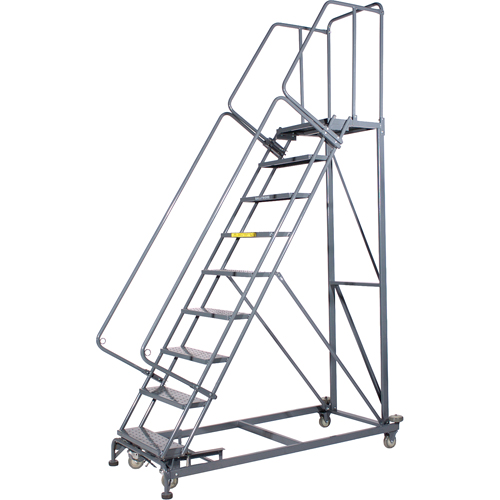 Monster Rolling Ladders, 10 Steps, 24" Step Width, 100" Platform Height, Steel R.M.G. Prévention