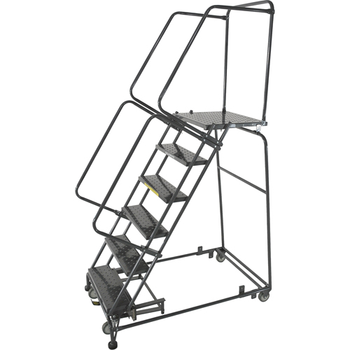 &eacute;chelles roulantes avec pied verrouillable activ&eacute; par le poids, 5 marches, Largeur de la marche 24", Hauteur de la plateforme 50", Acier R.M.G. Prévention