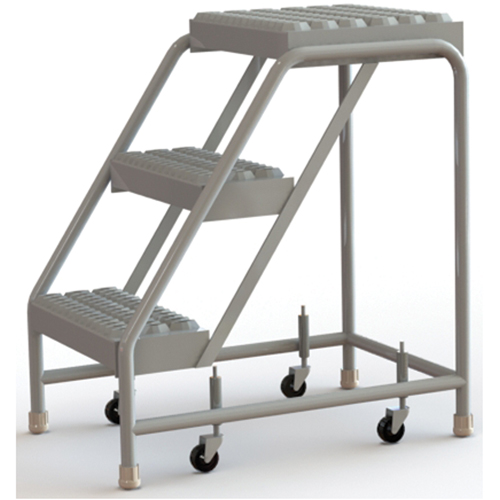 Rolling Ladder, 3 Steps, 16" Step Width, 30" Platform Height, Aluminum R.M.G. Prévention