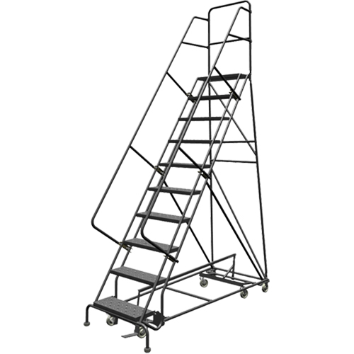 All Directional Rolling Ladder, 10 Steps, 24" Step Width, 100" Platform Height, Steel R.M.G. Prévention