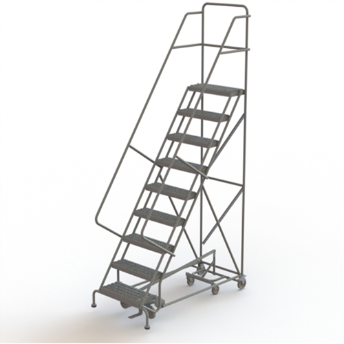 &eacute;chelles roulantes multidirectionnelles, 9 marches, Largeur de la marche 24", Hauteur de la plateforme 90", Acier R.M.G. Prévention