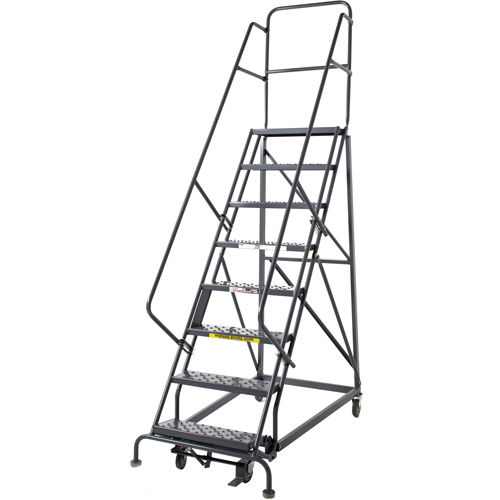 Heavy Duty Rolling Ladder, 8 Steps, 24" Step Width, 80" Platform Height, Steel R.M.G. Prévention