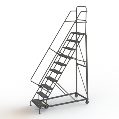 Heavy Duty Rolling Ladder, 10 Steps, 24" Step Width, 100" Platform Height, Steel R.M.G. Prévention
