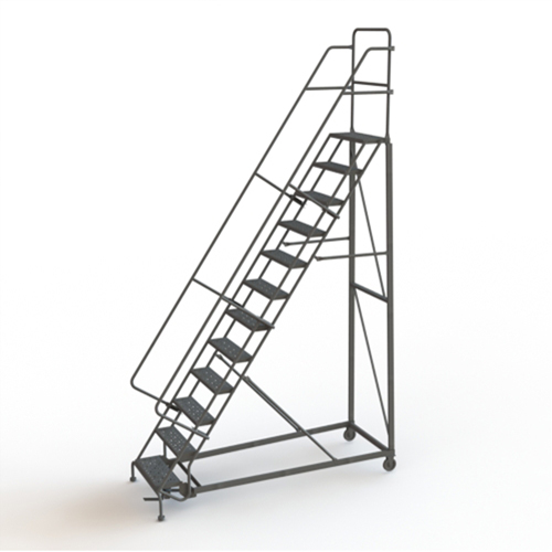 Heavy Duty Rolling Ladder, 12 Steps, 24" Step Width, 120" Platform Height, Steel R.M.G. Prévention