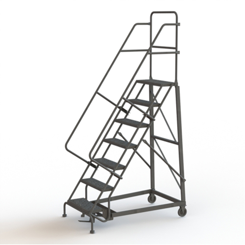 Heavy Duty Rolling Ladder, 7 Steps, 24" Step Width, 70" Platform Height, Steel R.M.G. Prévention