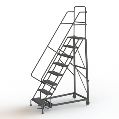 Heavy Duty Rolling Ladder, 8 Steps, 24" Step Width, 80" Platform Height, Steel R.M.G. Prévention