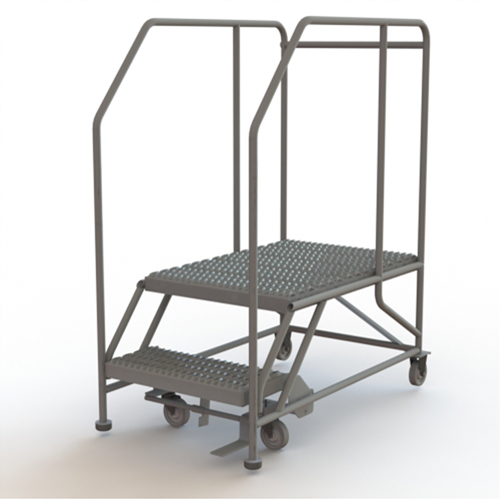 Mobile Work Platform, Steel, 2 Steps, 20" H, 35" D, 24" Step, Serrated R.M.G. Prévention