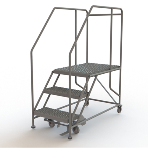 Mobile Work Platform, Steel, 3 Steps, 30" H, 35" D, 24" Step, Serrated R.M.G. Prévention