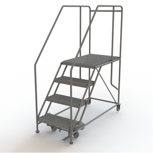 Mobile Work Platform, Steel, 4 Steps, 40" H, 35" D, 24" Step, Serrated R.M.G. Prévention