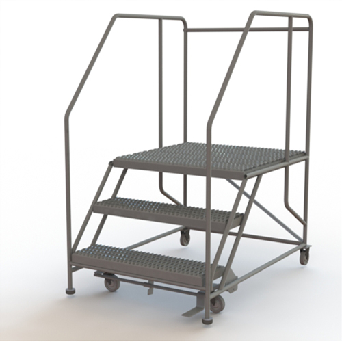 Mobile Work Platform, Steel, 3 Steps, 30" H, 36" D, 36" Step, Serrated R.M.G. Prévention