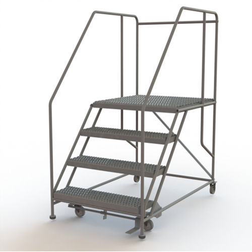 Mobile Work Platform, Steel, 4 Steps, 40" H, 36" D, 36" Step, Serrated R.M.G. Prévention