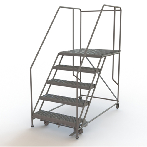 Mobile Work Platform, Steel, 5 Steps, 50" H, 36" D, 36" Step, Serrated R.M.G. Prévention