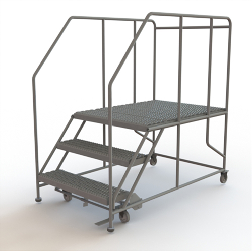 Mobile Work Platform, Steel, 3 Steps, 30" H, 48" D, 36" Step, Serrated R.M.G. Prévention
