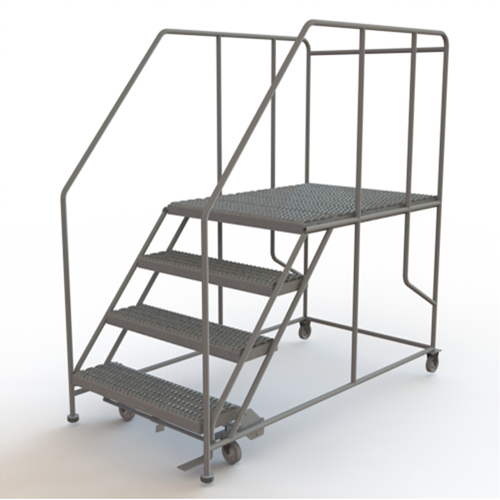 Mobile Work Platform, Steel, 4 Steps, 40" H, 48" D, 36" Step, Serrated R.M.G. Prévention