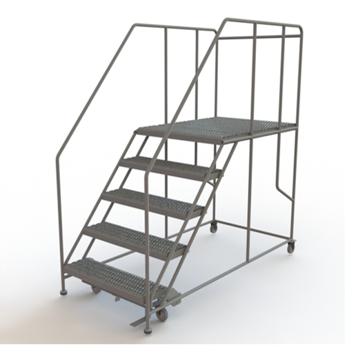Mobile Work Platform, Steel, 5 Steps, 50" H, 48" D, 36" Step, Serrated R.M.G. Prévention