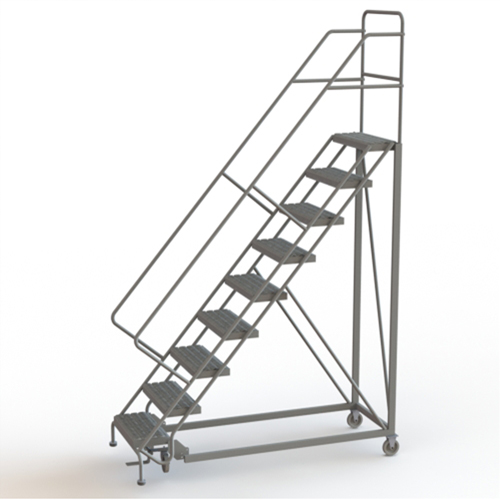 Safety Slope Rolling Ladder, 9 Steps, Serrated, 50° Incline, 90" High R.M.G. Prévention